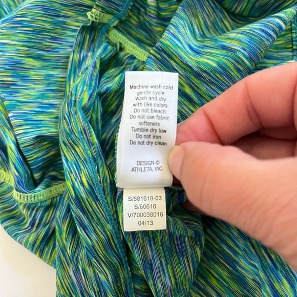 Athleta Space Dye Ruched Front Athletic Tshirts Set of 2 Purple Green Size S - Picture 13 of 15